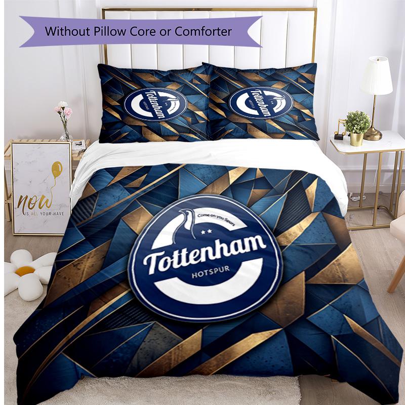 Tottenham Hotspur Muster Gedruckt 3-teiliges Bettwäsche-Set Weich Hautfreundlich Waschbar Bettbezug & Kissenbezüge Set Ganzjahres Schlafzimmer