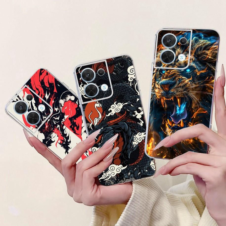 For OPPO Reno 8 Case CPH2359 Cover Cute Cartoon Cat Carp Lion Soft Silicone Shockproof Bumper For OPPO Reno8 Pro 5G CPH2357 Capa