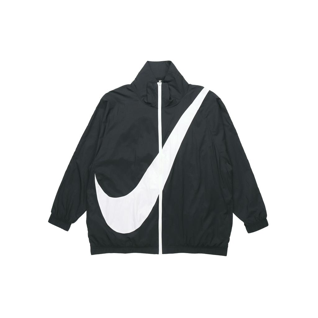 Nike Sportswear Swoosh Logo Vintage Sports Stand Collar Printed Woven Windbreaker Jacket Spring Women Jackets Black CV8659-010