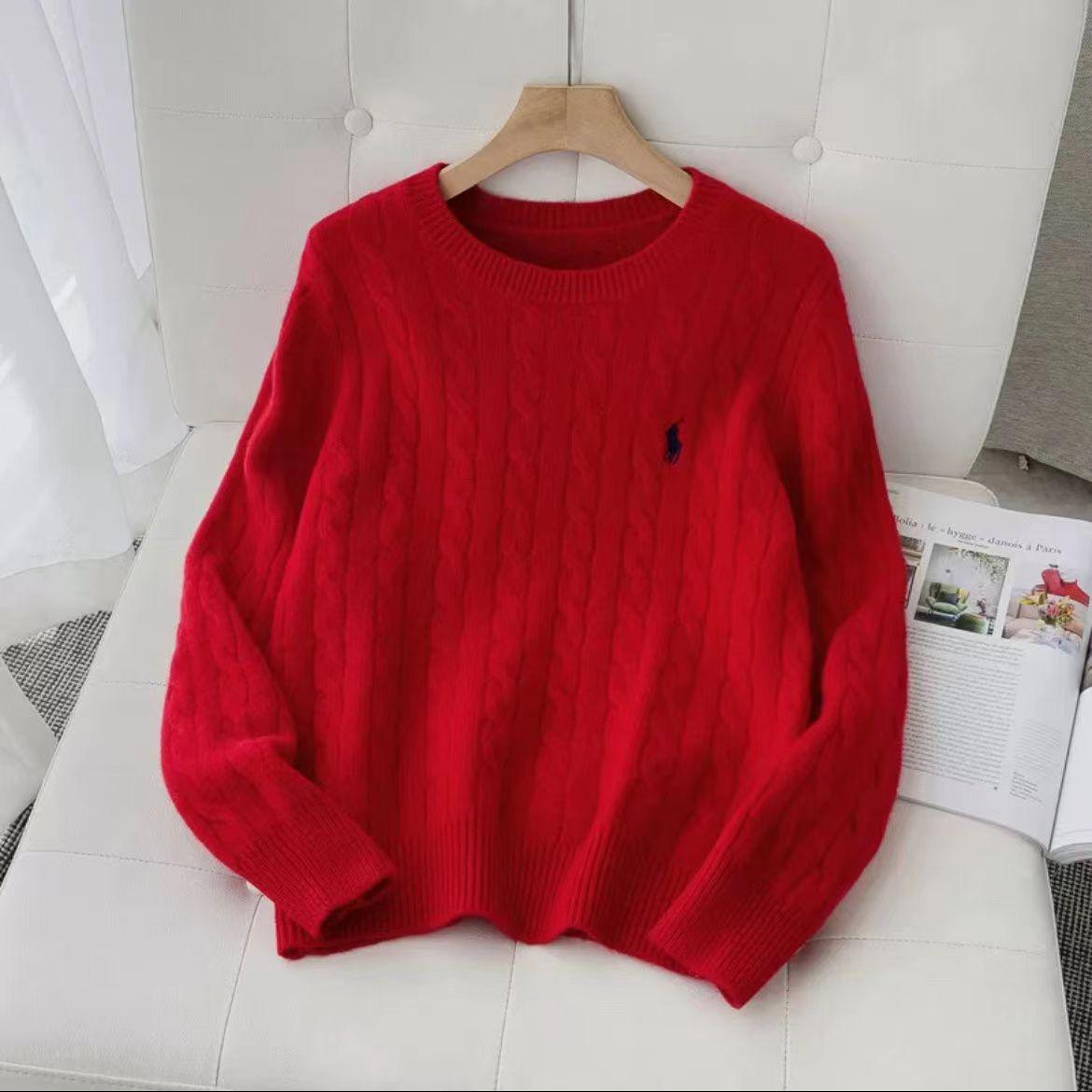 

Женский ретро свитер крупной вязки свободного кроя - корейский стиль осень/зима One Size красный