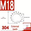 304 Stainless Steel External & Internal Tooth Lock Washer, Anti-Slip, Anti-Loosening, Size M6-M30