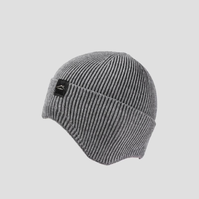 

Осенне-зимняя вязаная спортивная шапка для бега, мужская, с защитой ушей, теплая шапка, шапка с высокой эластичностью серый