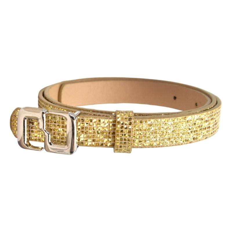 Stylish Thin Waistband For Women With Sequins High Quality PU Belt Multiple Colors Daily Wear