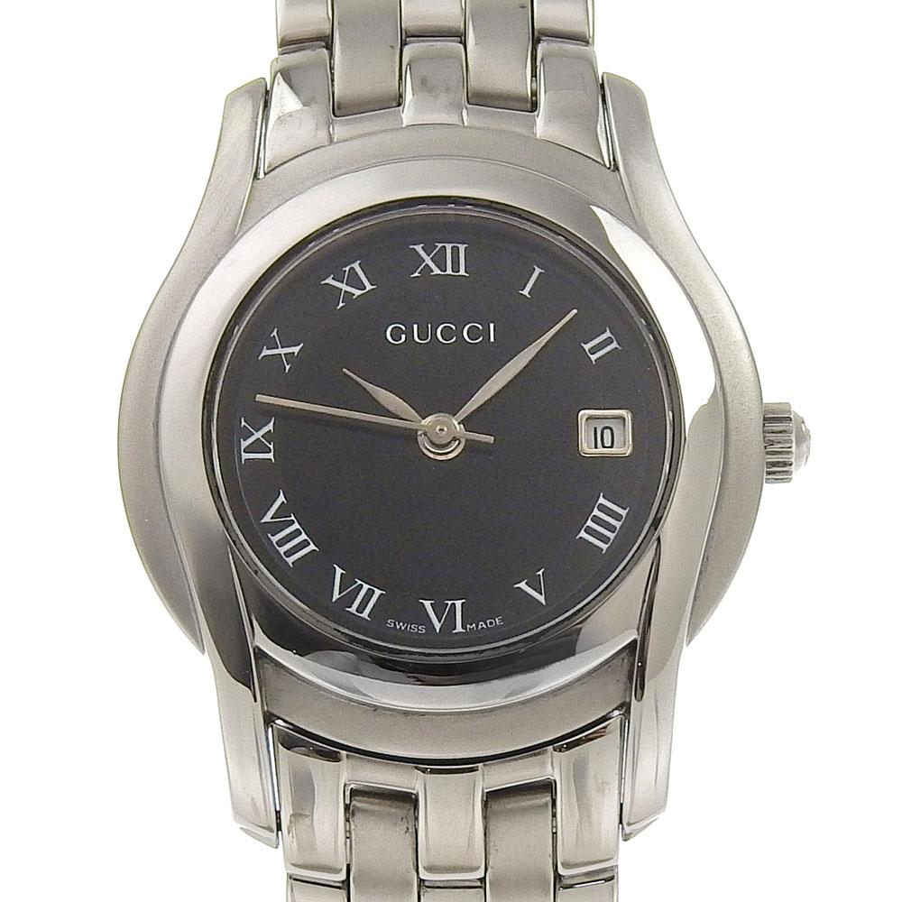 GUCCI Watches 5500L blackDial Stainless Steel Quartz Analog display Women Used