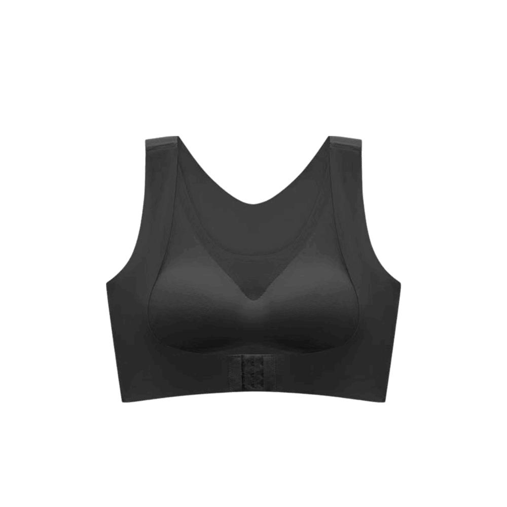 Front Closure Posture Corrector Bra Cross Back Women Support Brassiere Daily Wear M чёрный