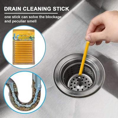 12Pc Solid Sani Sticks Oil Decontamination Kitchen Toilet Bathtub Drain Cleaner Sewer Pipe Eliminate Odor Clog Eliminator
