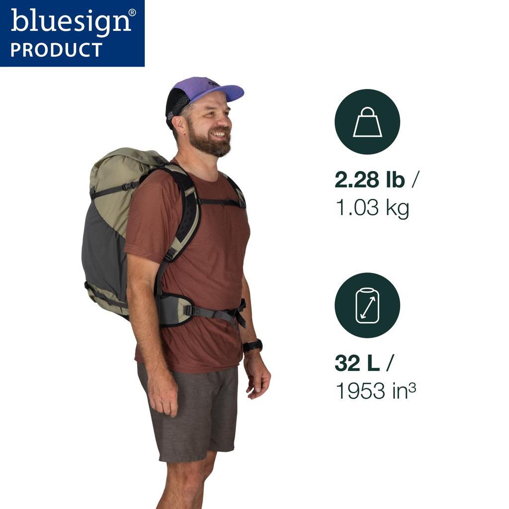 Osprey Hikelite 32L Durable Hiking Backpack Travel Daypack with Rain Raven Black - Cover, Unisex,