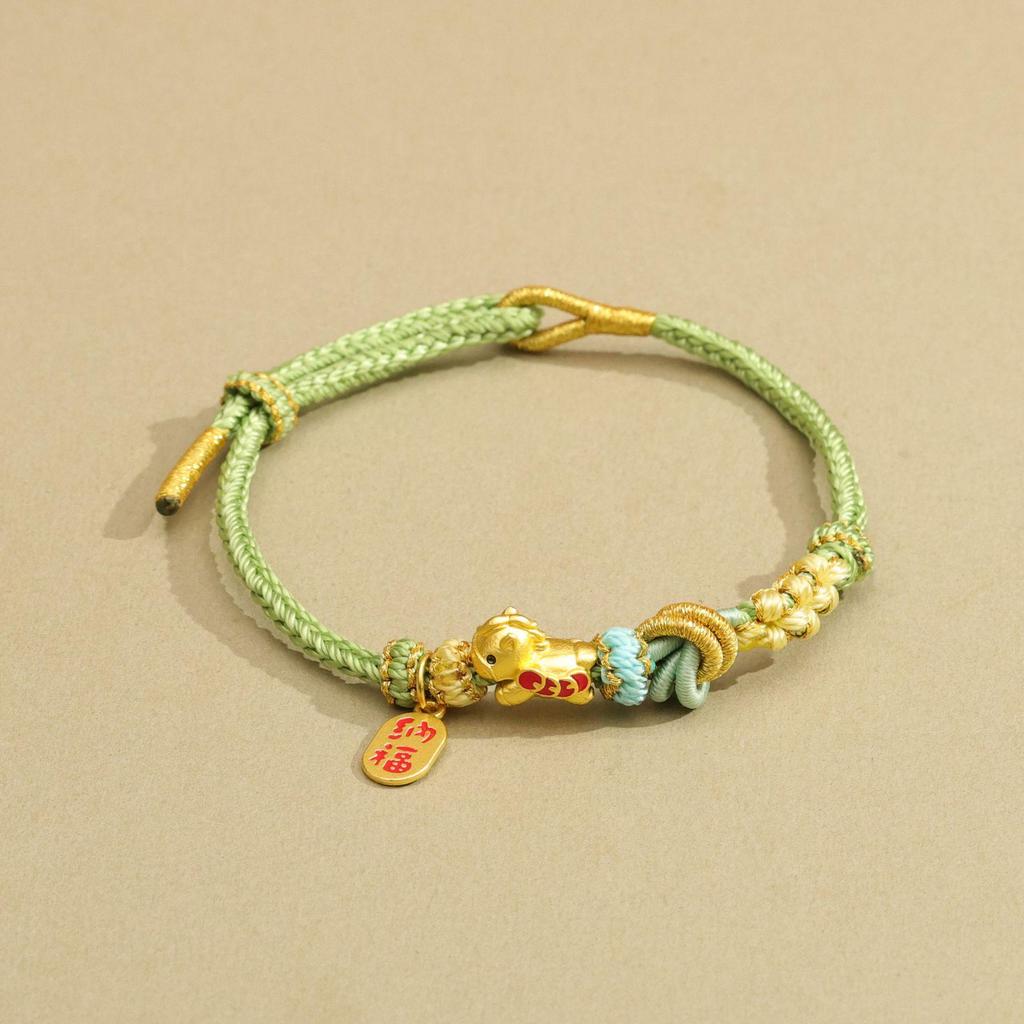 Handmade Zodiac Horse Red String Bracelet - Ethnic Style New Year Gift