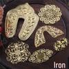 Iron Sheet Four-Leaf Clover Double Circle Vine Grass Diamond Flower Holder with Indian Arch Pattern