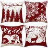 Christmas Pillow Case Elk Print Sofa Cushion Home Bedside Cushion Pillow Case