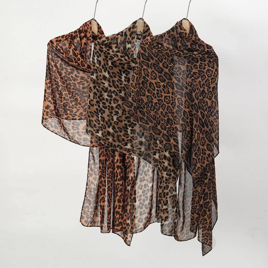 Chiffon Leopard Print Hijab Scarf Woman Muslim Hijab Shawls Islamic Muslim Fashion Turban Ramadan Headscarf