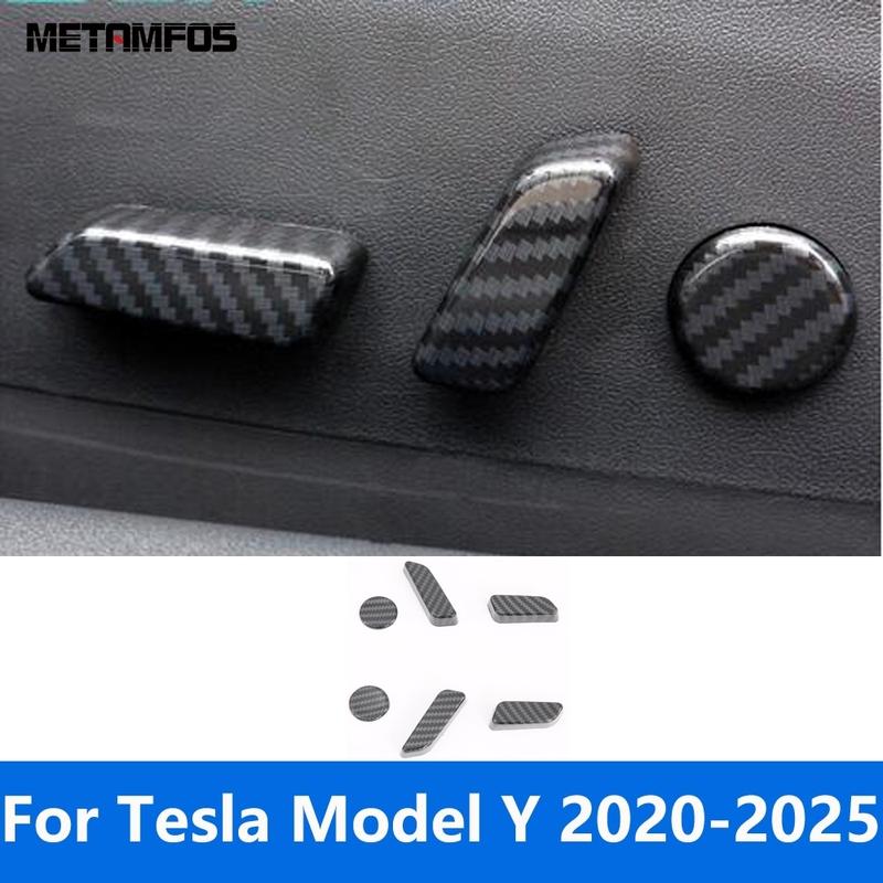 Interior Accessories For Tesla Model Y -  2024 2025 Carbon Fiber Seat Adjust Switch Cover Trim Sticker Car Styling
