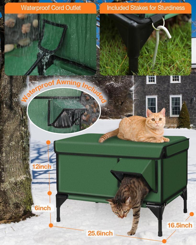 All-Season Heated Outdoor Cat House: Insulated, Rainproof & Windproof Cat Bed