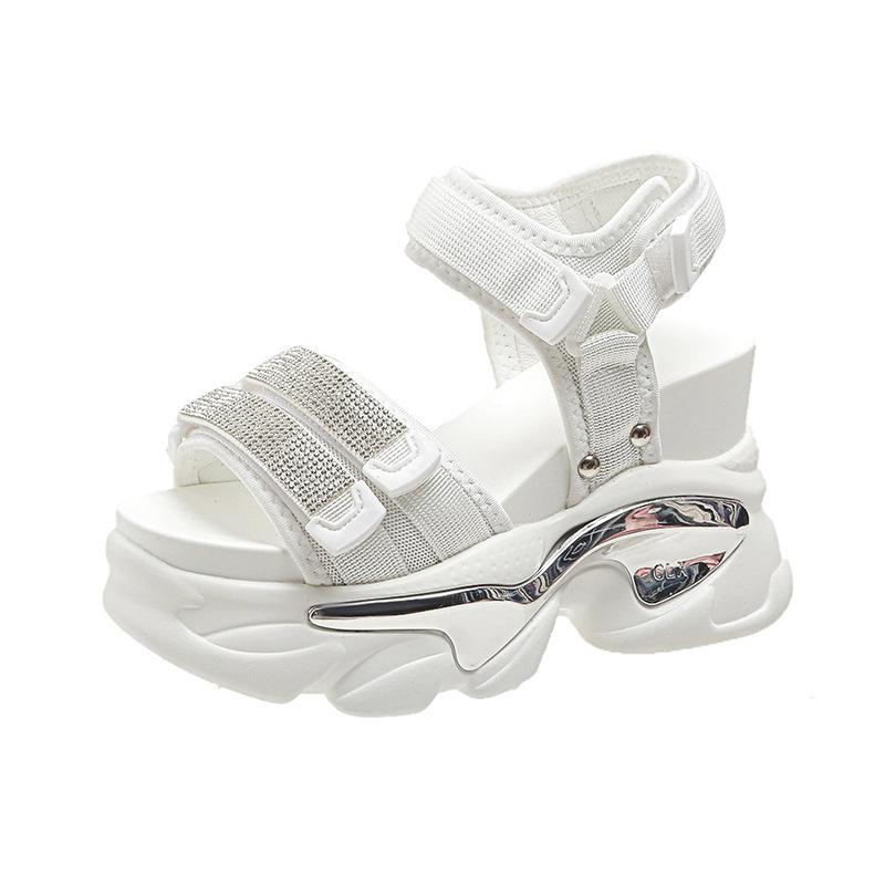 Fashion Women's Shiny Wedge Sandals, Thick Outdoor Beach Shoes, Casual, Fashion, Summer, 2024, 10 Cm