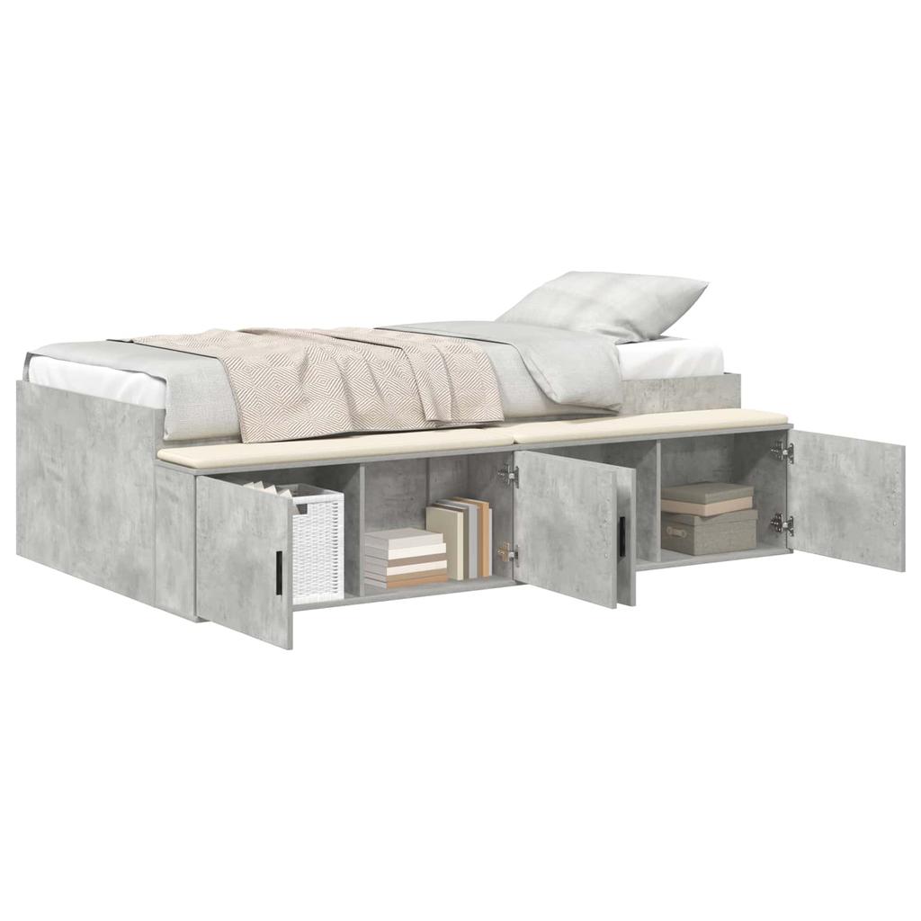 Bed Frame with Drawers Concrete Grey 80 x 200 cm Engineered Wood