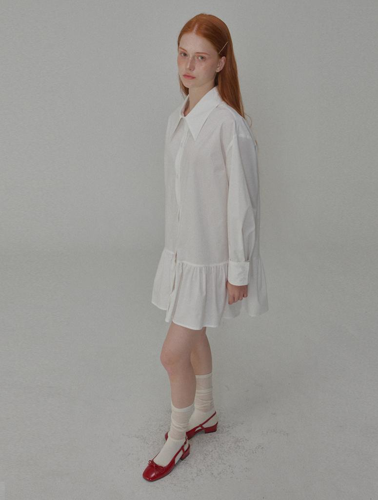 Opening Sunshine Cotton Shirred Mini Shirt Dress White