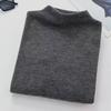 Women's Fleece-Lined Warm Slim-Fit Half-High Neck Base Layer Top, Long-Sleeved, Solid Color, Versatile for Autumn/Winter.