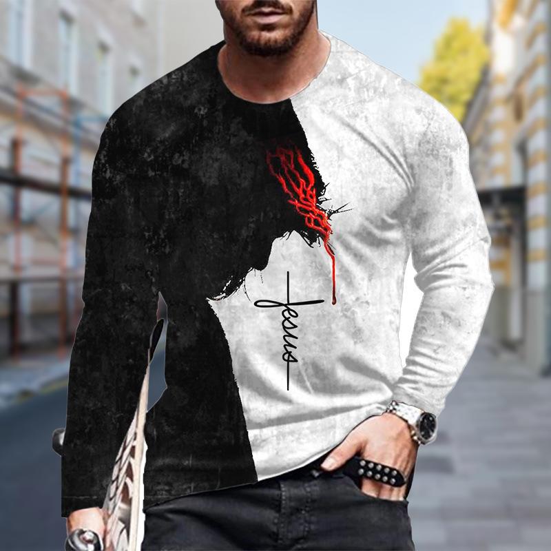 

Новые мужские футболки с принтом трехголовых волков 3D, футболки с длинным рукавом и круглым вырезом, повседневные пуловеры, мужская одежда больших размеров 8XL белый