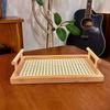 1PC Eco-Friendly Minimalist Tableware Handled Tray Natural Bamboo Serving Tray Modern Kitchen Tray Home Decor