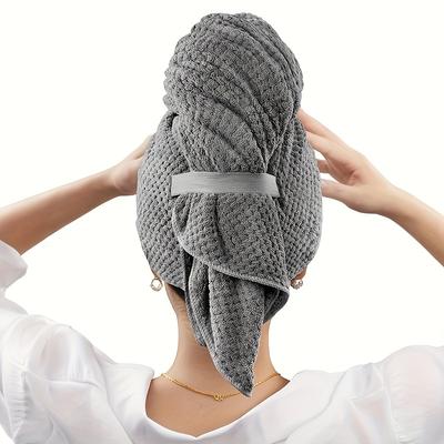 Asciugamano per capelli in microfibra extra large, asciugamano per capelli ad asciugatura rapida con elastico, asciugamano per capelli morbido ultra assorbente, turbante