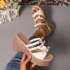 N Nü Korean Summer Muffin Platform Slipper Women's Wedge Peep Toe Bow High Heel Sandal