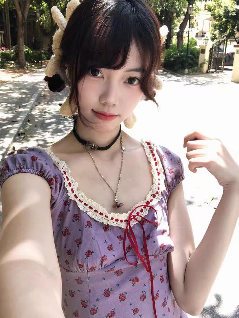 Large Size Gentle Wind Dress Women's Summer Pear-shaped Body Floral Skirt Fat MM Belly and Thin Skirt