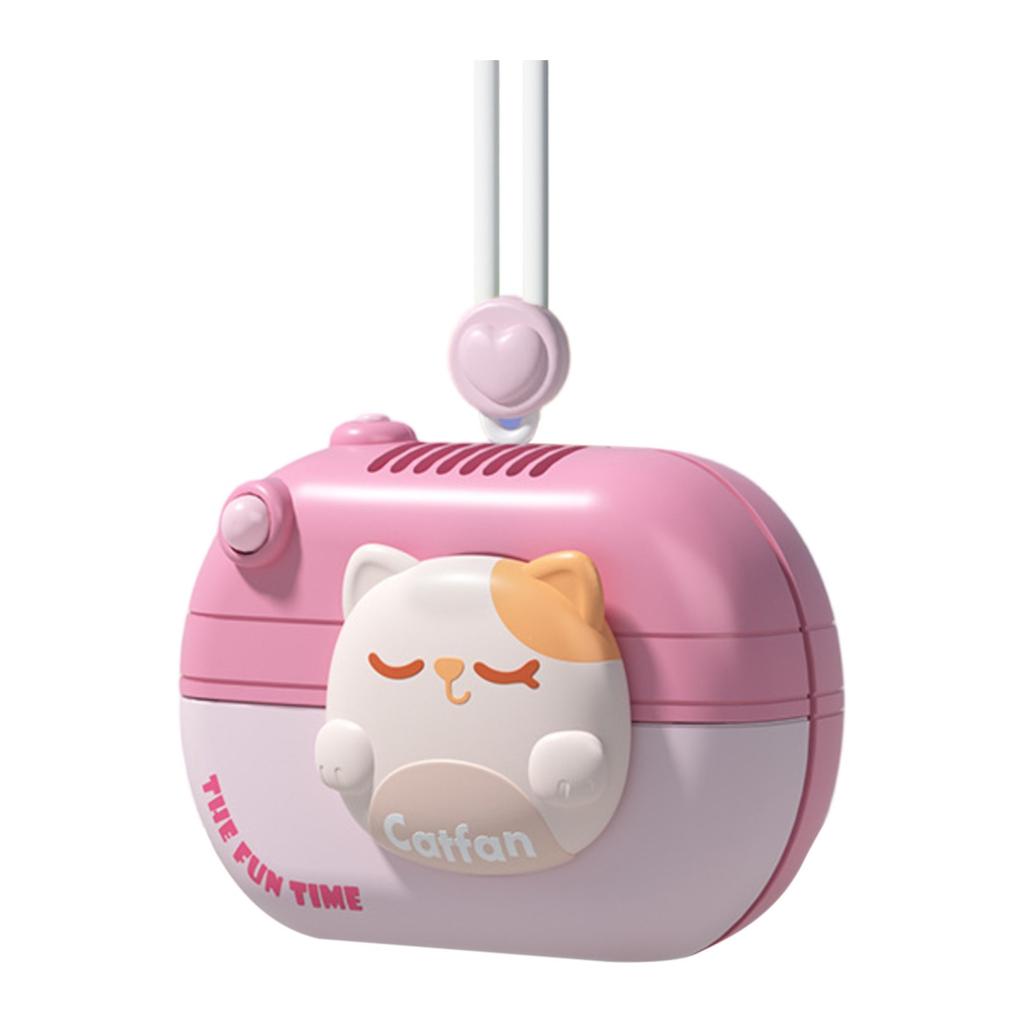 New Cartoon Bladeless Neck-hanging Small Fan With Long Battery Life, Portable USB Charging, Children's Safe Neck-hanging Fan