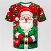 3D printed Santa Claus pattern T-shirt, men's and women's short sleeved plus size T-shirt top, children's Merry Christmas T-shirt clothes