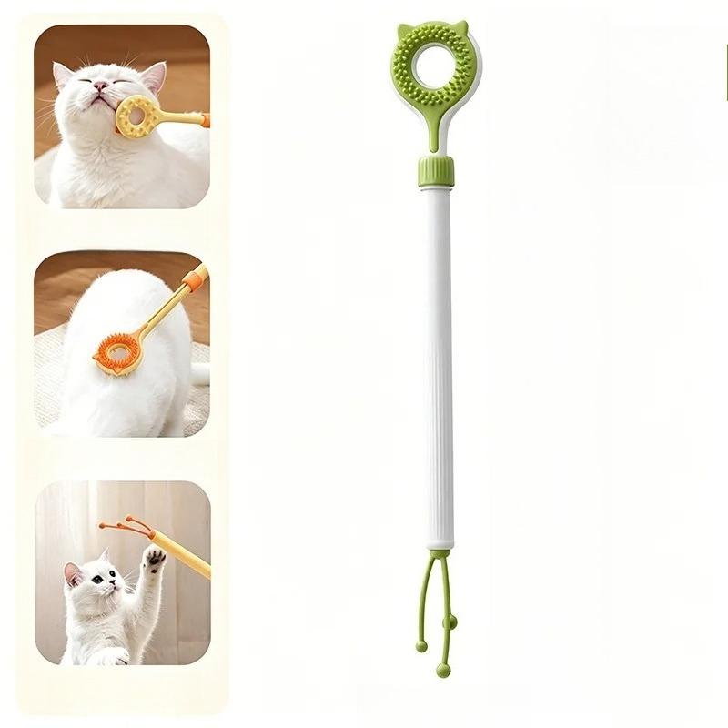 Dual-purpose Retractable Cat Tickler Stick Double-sided Massage Comb Interactive Play Grooming Pet Toy