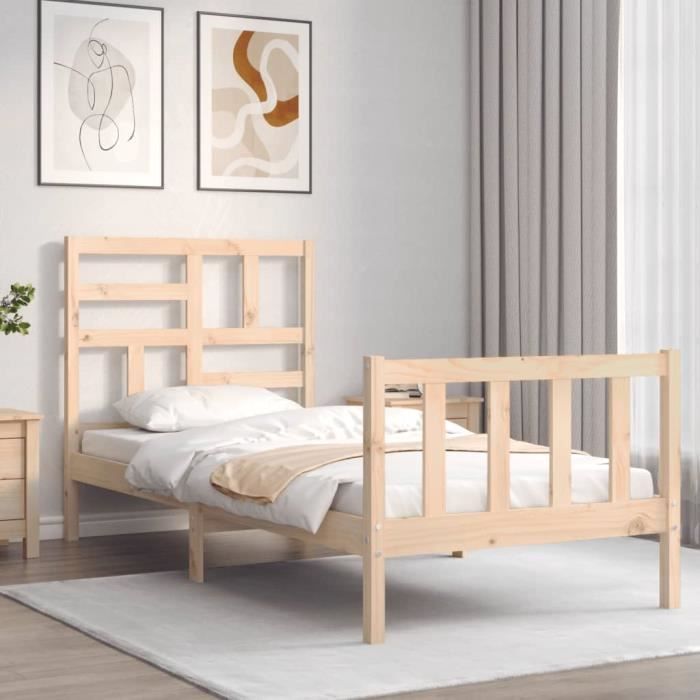 VidaXL Bed Frames with Small Headboard Simple Solid Wood 3193036