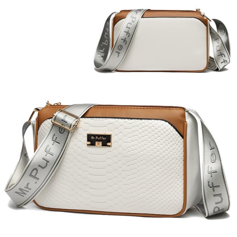 

Large-capacity work tote bag women s new commuter women s oblique span bag snake pattern embossed two-sided back shoulder bag