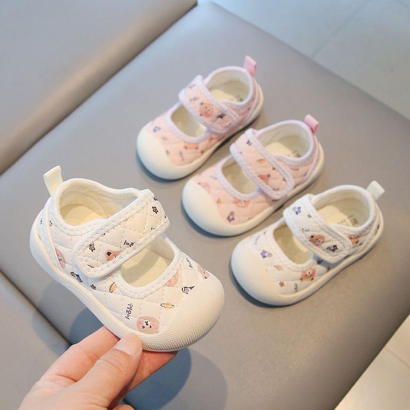 Baby Soft-soled Toddler Shoes Girls Princess Shoes-year-old Spring and Autumn Breathable Soft Canvas Shoes Bag Head Baby Shoes