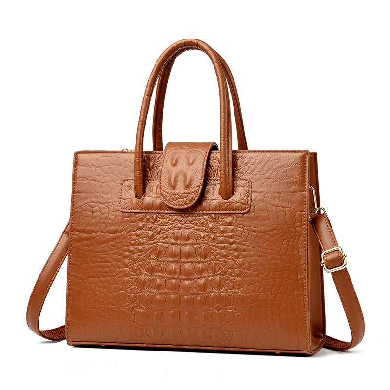 

Женская сумка-тоут с крокодиловым узором, большой вместимости, на плечо, через плечо, большая сумка коричневый