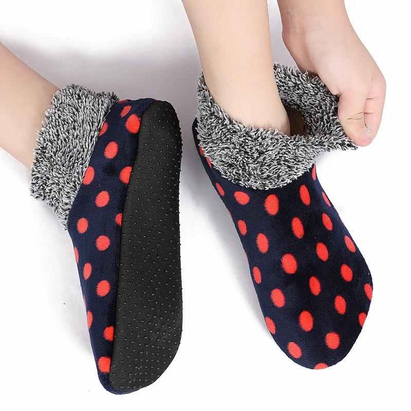 1 Pairs Soft-Soled Anti Slip Fleece-Lined Thickened High Tube Winter Carpet Socks Non-Slip Floor Socks