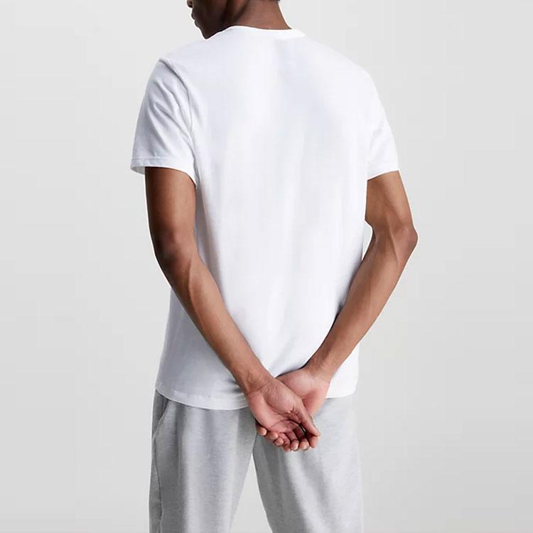 Calvin Klein Solid Color Letter Logo Print Round Neck Short Sleeve T-Shirt Men Tops White 000NM2170E-100
