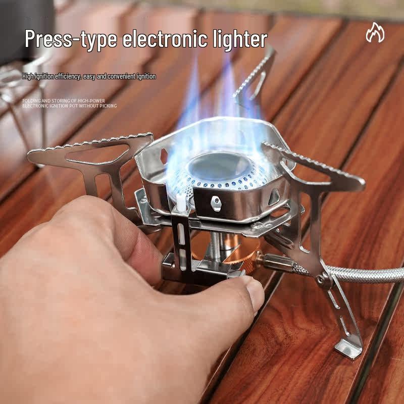 Windproof Portable Camping Stove: Outdoor Self-Driving BBQ Cookware for Picnics and Wild Camping
