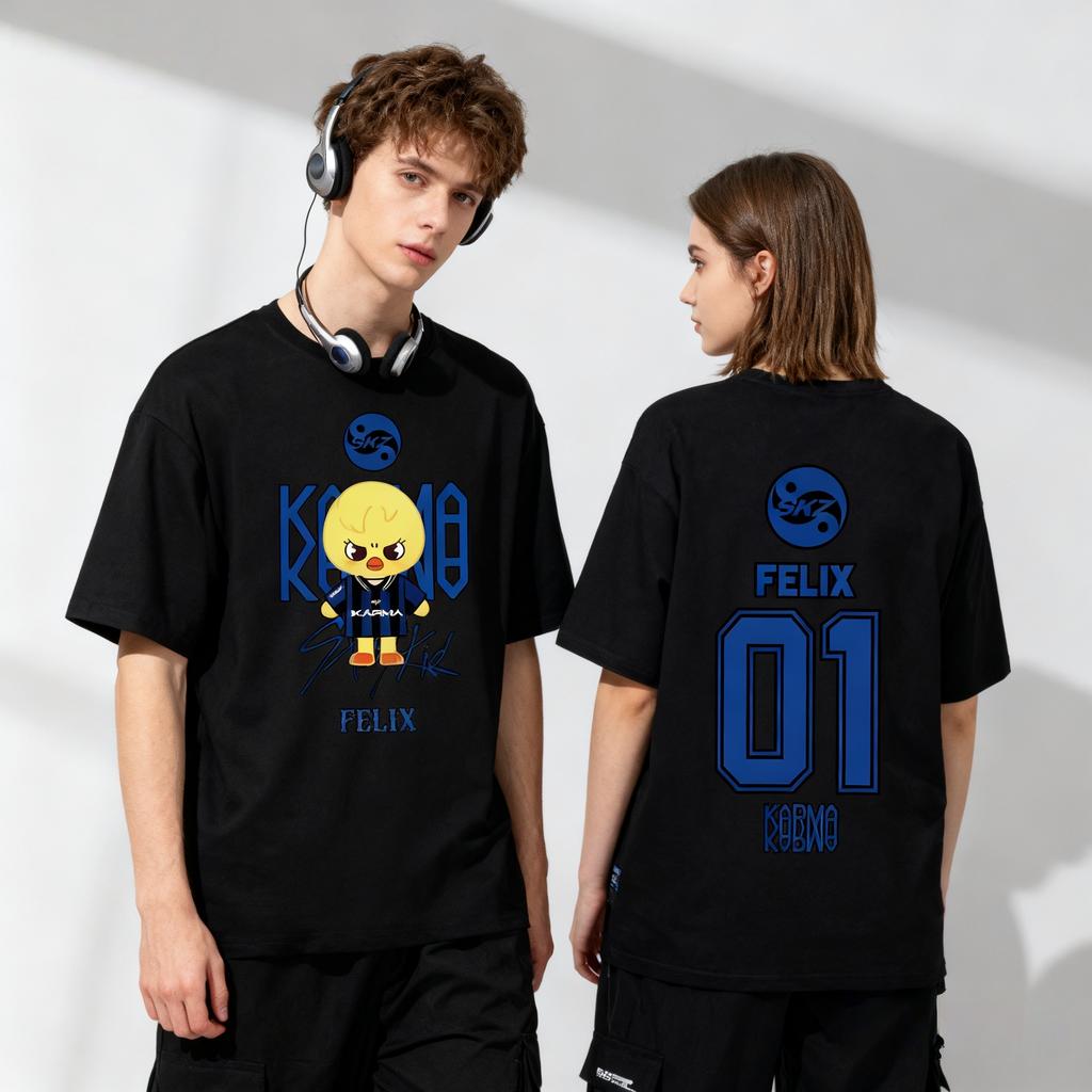 Summer KPOP KARMA HYUNJIN Cartoon Men's T-shirt Short Sleeve O-neck Casual Tshirts Clothes Women Fashion Clothing Daily Tees Top