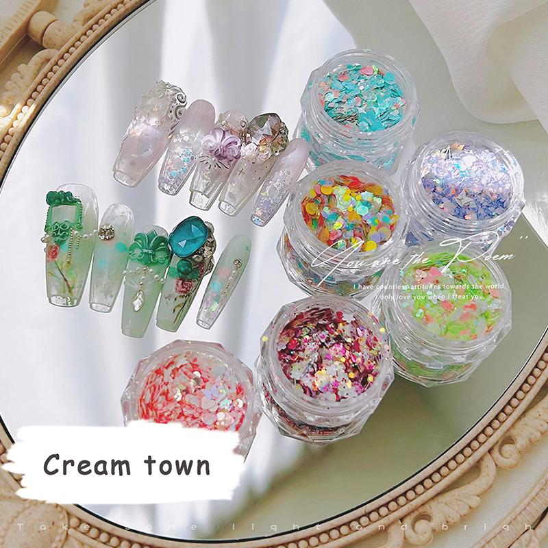 1Box Dopamine Candy Star Nail Sequins Fantasy Macaron Colour Nail Art Decorations Diy Manicure Art Accessories Gift Home Salon