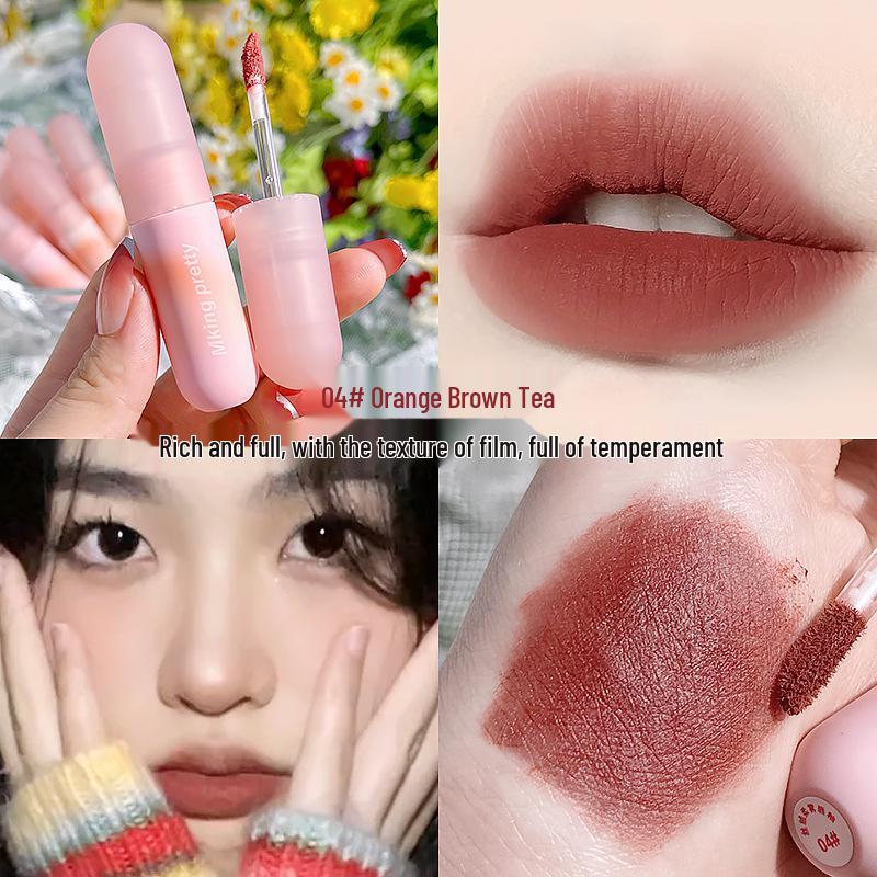 Velvet Matte Long-Lasting Lip Glaze - Bean Paste Red-Brown