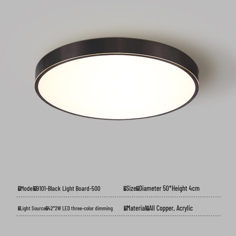 All-Copper Modern LED Ceiling Light: Ultra-Thin Round Fixture for Bedroom, Balcony, and Hallway
