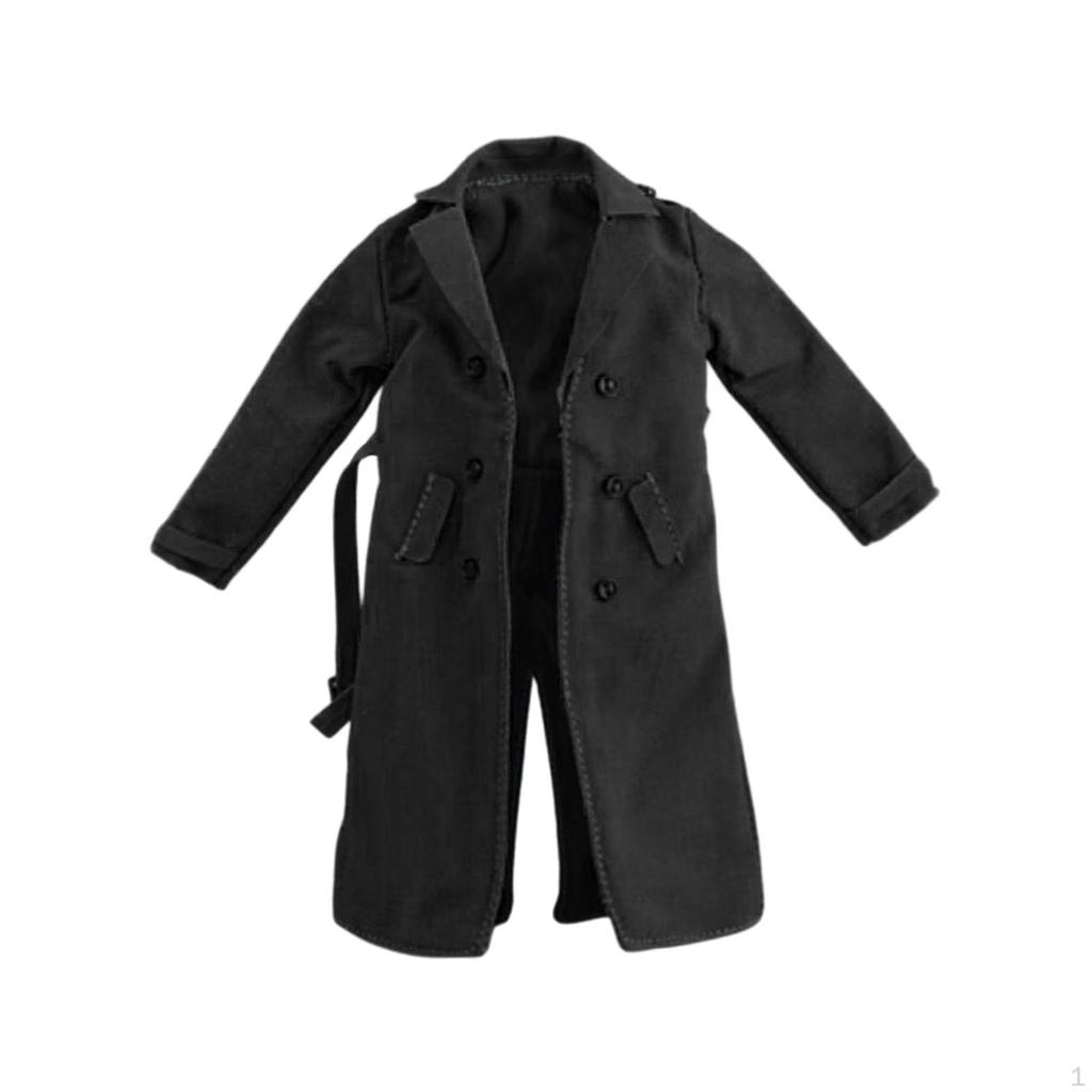 1/12 Male Female Trench Coat Miniature Clothing Handmade Doll Clothes for 6 inch Figures