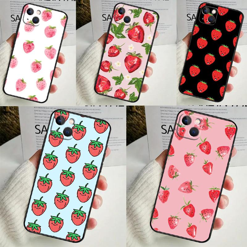 

Милый чехол Strawberry для iPhone 14 16 15 Pro Max 11 12 13 Mini 7 8 Plus X XR XS MAX Мягкий противоударный чехол iPhone 15Pro MAX