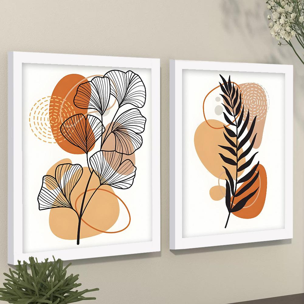 2pcs/set Geometric Art Oil Painting Canvas with Wood Frame Draw Wall Decor Home Living Room Decorations 30x40cm