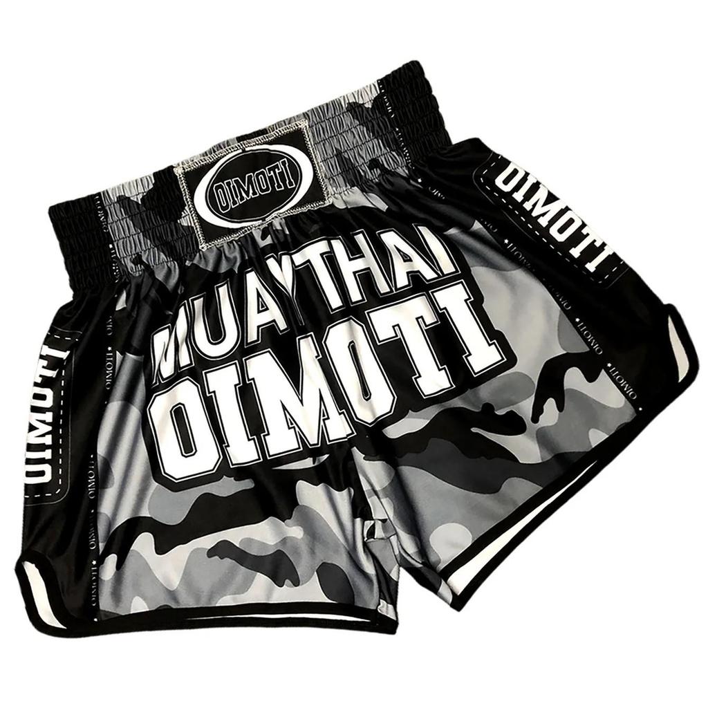 Black Camouflage Muay Thai Kickboxing Boxing MMA UFC Casual Shorts Gym Sport Unisex Men Women Workout Quick Dry Print Elastic High Waist Training