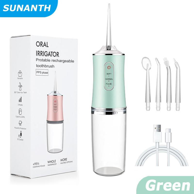 USB Portable Oral Irrigator Water Flosser Dental Water Jet Tools Pick Cleaning Teeth 200ML 4 Nozzles Mouth Oral Cleaning Agents 3