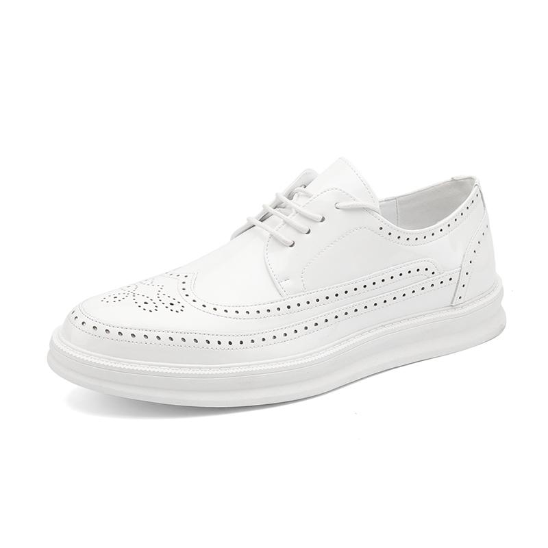 Chaussures Derby en cuir pour hommes, chaussures blanches à lacets, solides, simples, pour affaires, décontractées, pour fête, mariage, plates