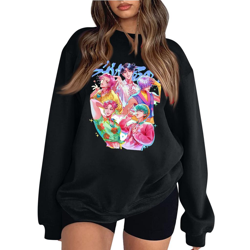 Damenmode Lässig Bedruckt Lässig Langarm Rundhals Sweatshirt Top