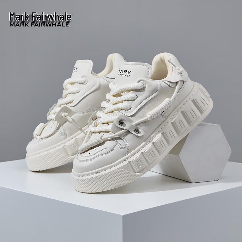 Mark Fairwhale Men s Thick-Sole White Casual Sneakers 39 (245mm)