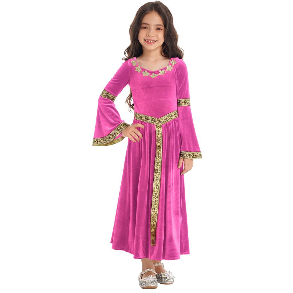 Girls Medieval Princess Costume Renaissance Costume Robe Retro Gown Dress for Halloween Cosplay Dress Up