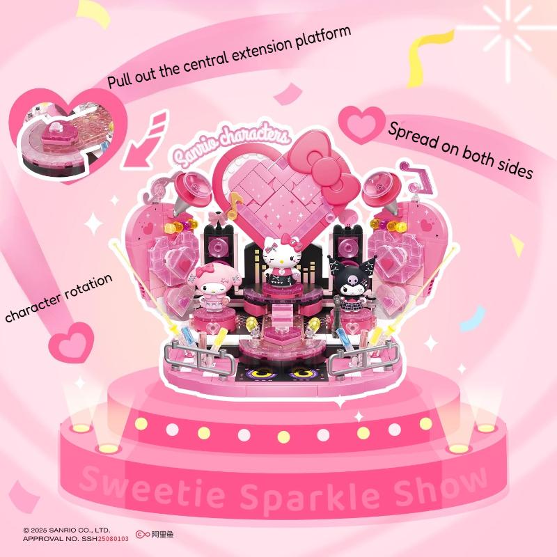 Areax Building Blocks New Sanrio Sweetheart Shining Stage Architecture Toys Decoration Collection Assembly Puzzle Girl Gift
